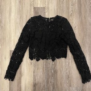 Sheer lace with inner bandeau crop blouse. From mendocino - endless rose brand